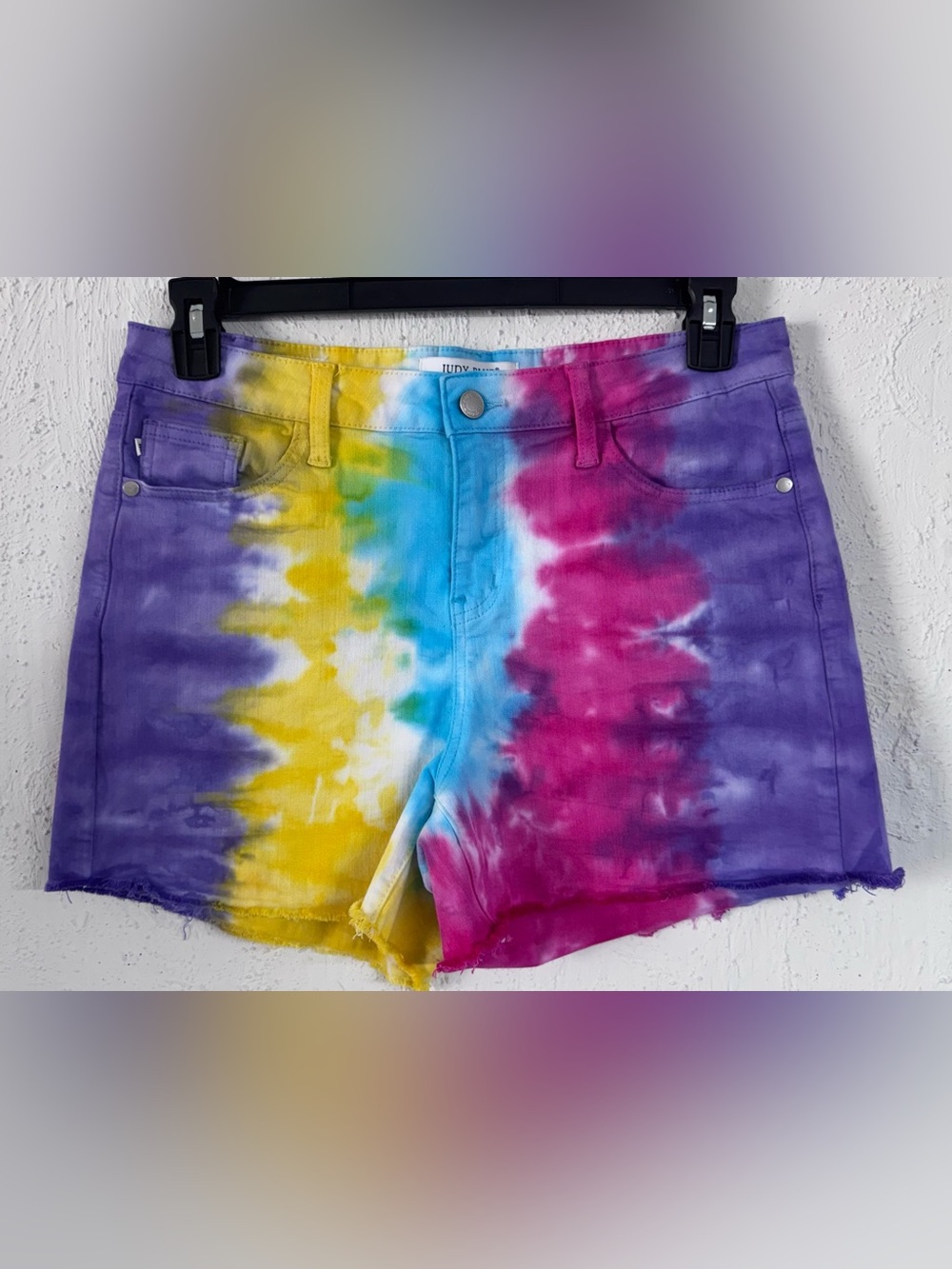 Judy Blue Snow Cone Tie Dye High-Waist Cutoff Denim Shorts Size Large